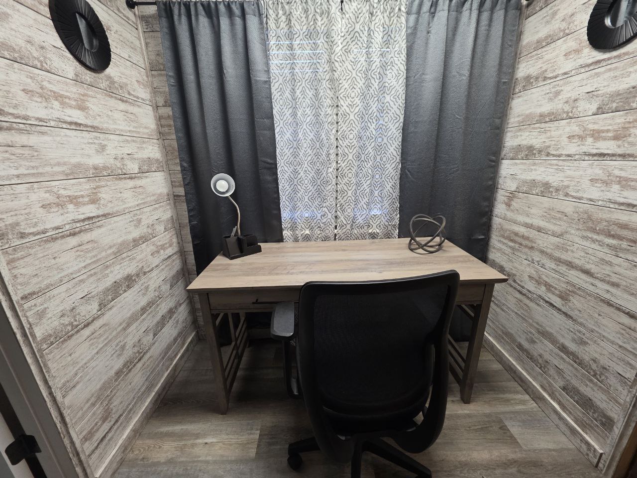 Dedicated desk workspace at a Morgantown rental for work trips
